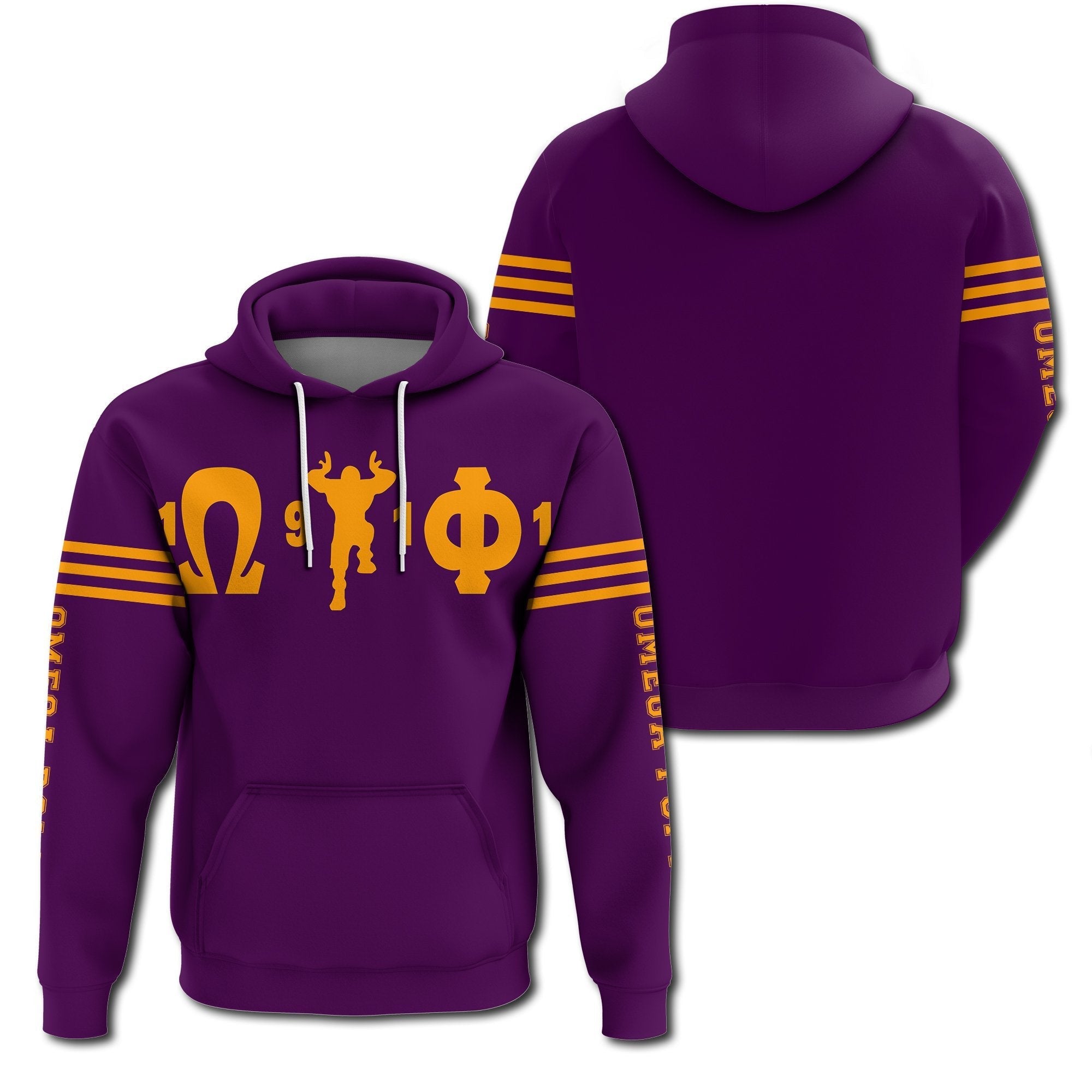 Fraternity Hoodie – Omega Psi Phi Que Man Makes Hand Sign Hoodie