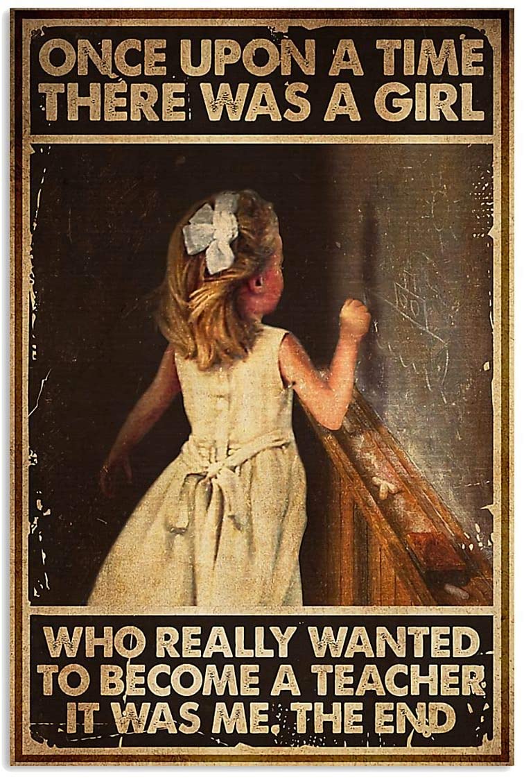 Vintage There Was A Girl Who Wanted To Become A Teacher Poster Art Print      Home Decor Gift For Family Friend On Birthday