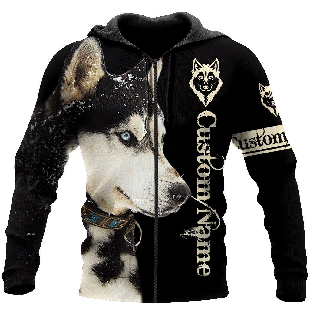 Husky Custom 3D Zip Up Hoodie Shirt For Men And Women