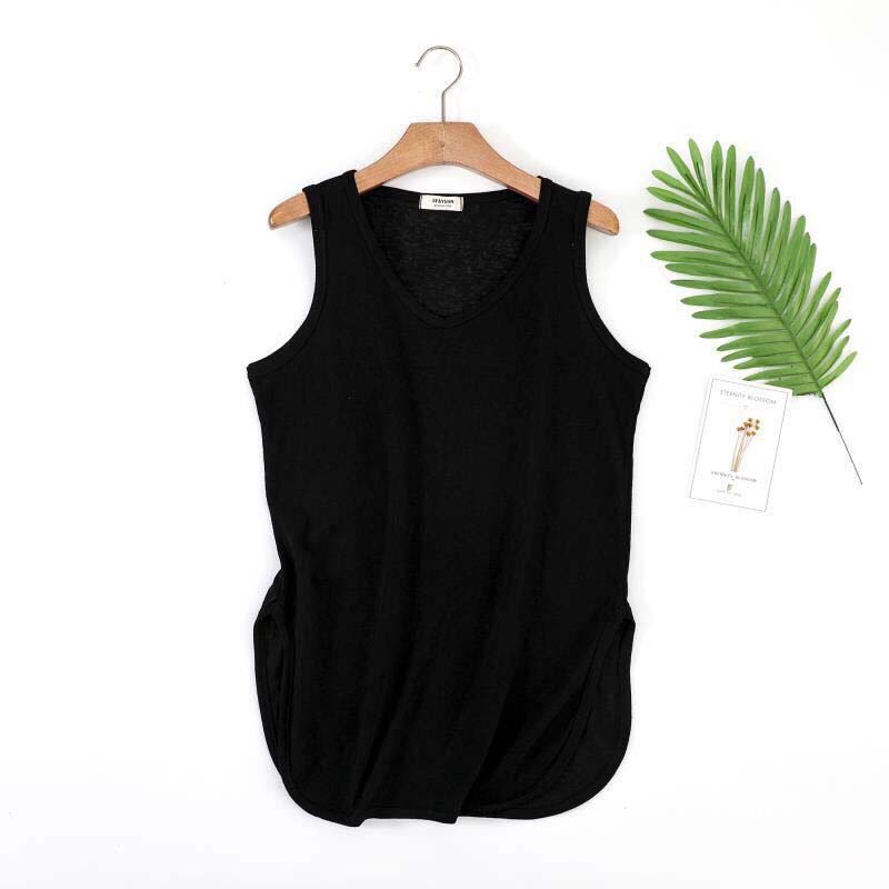 Summer Cotton And Linen Plus Size Tank Top Women’S Split Collar Sleeveless Bottoming Shirt Top W808 alx