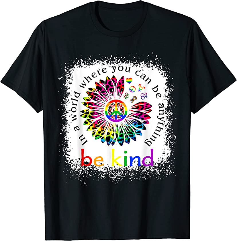 Be Kind Love Rainbow LGBT Pride LGBTQ Leopard Tiedye Les Gay T-Shirt