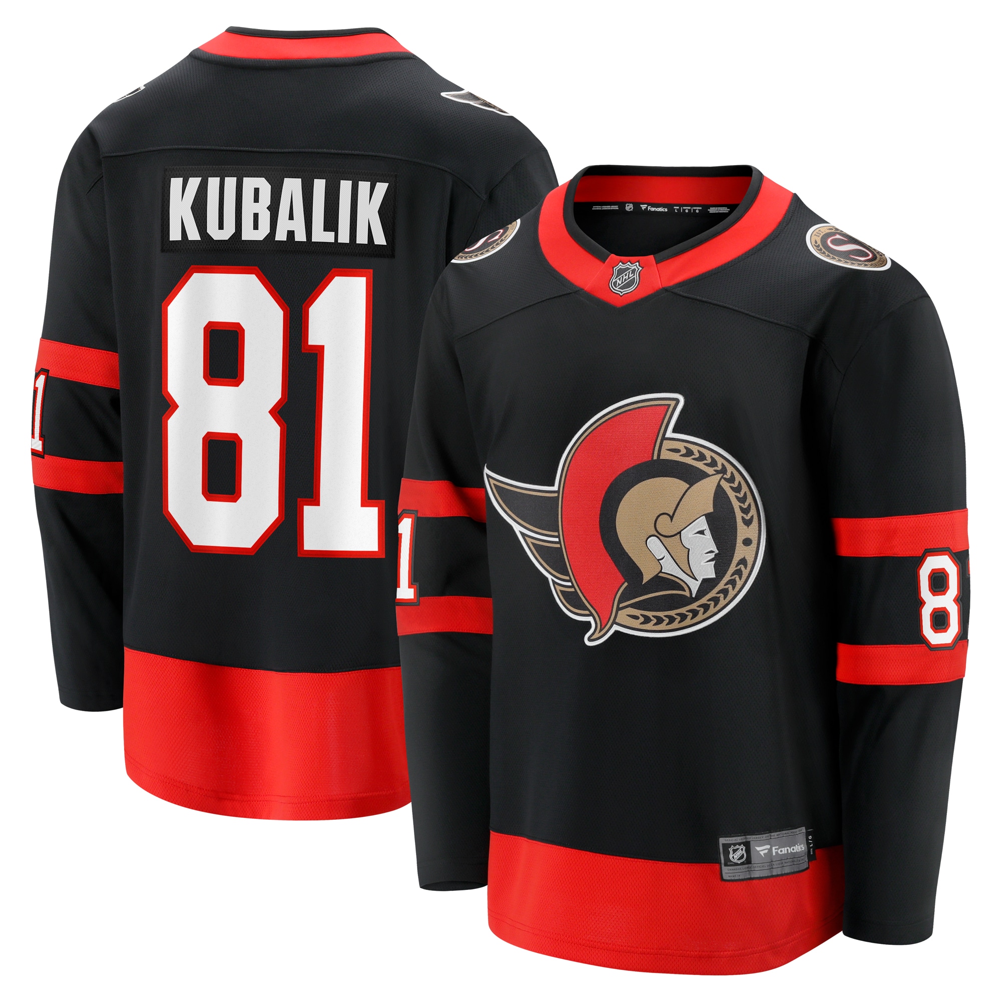 Dominik Kubalik Ottawa Senators Branded Home Breakaway Jersey – Black