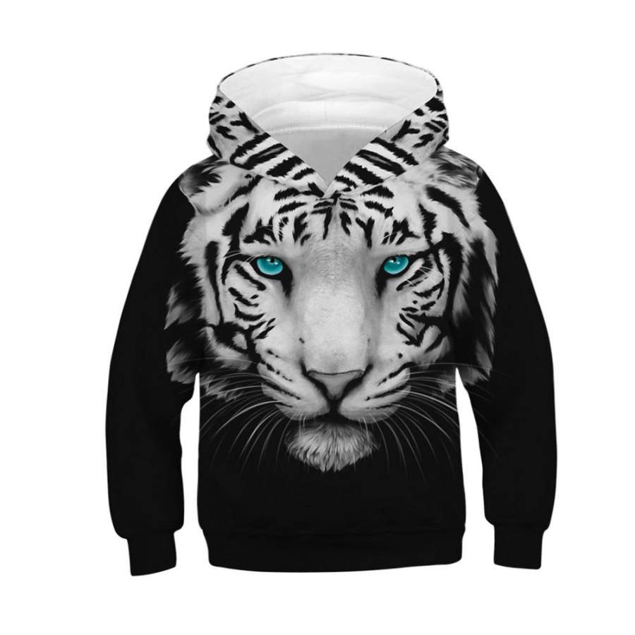 Fashion 3D Print Tiger Kids Hoodie Teen Girls Boys Hooded Sweatshirt