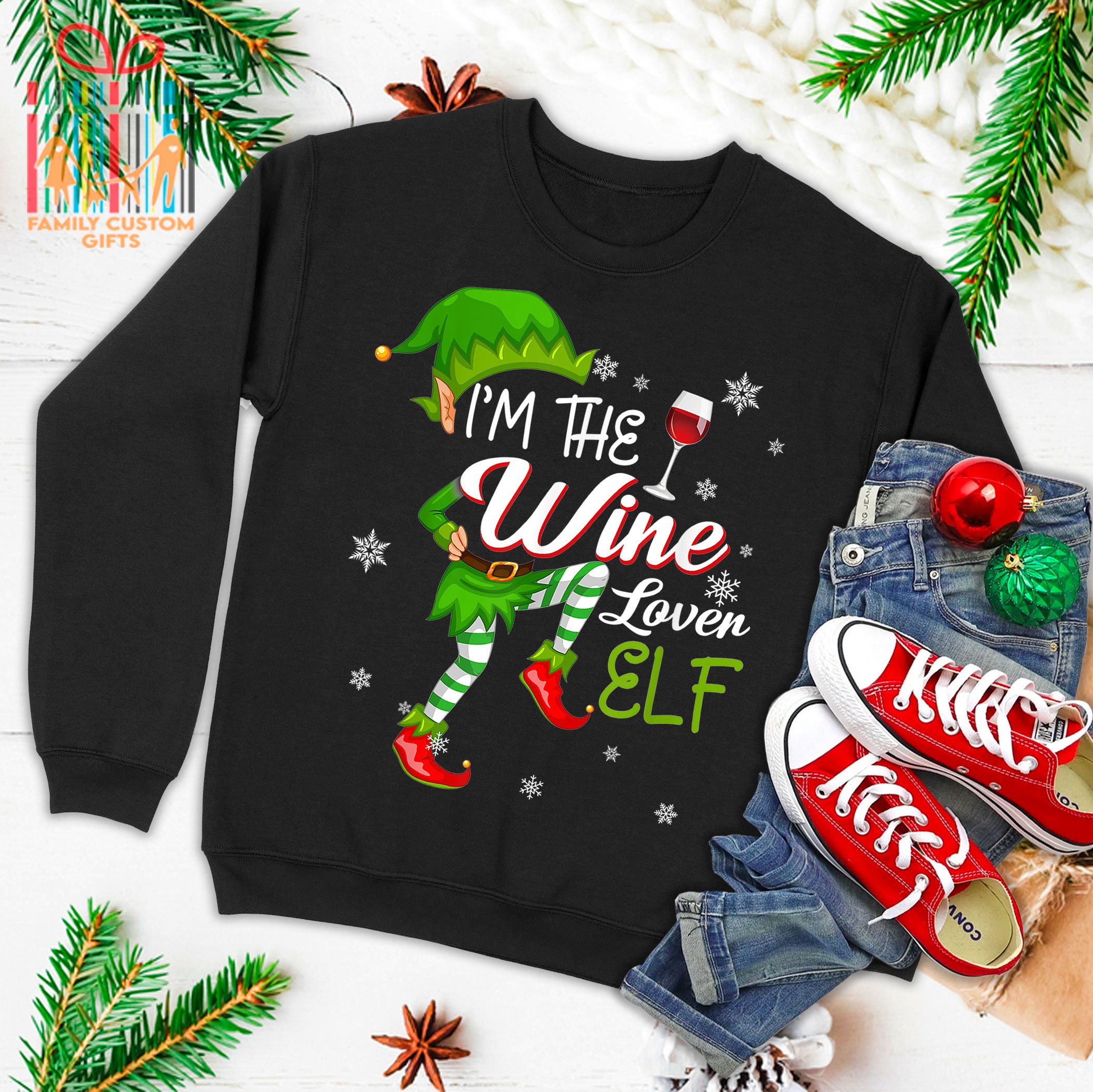 I’M The Wine Lover Elf Matching Family Christmas Ugly Christmas Sweater 2023 T-Shirt