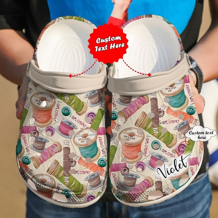 Sewing Personalized I Am Crafty clog Shoes Colorful