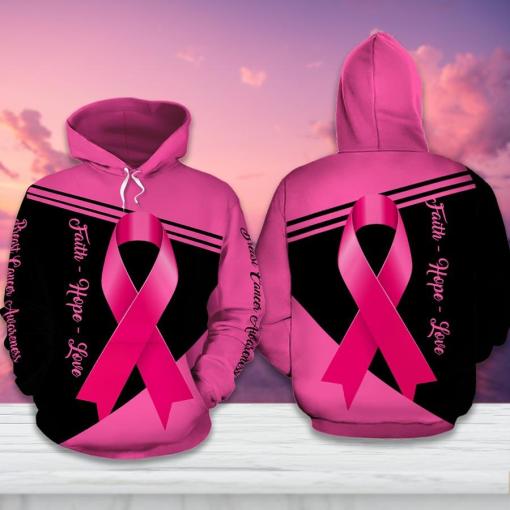 Breast Cancer Awareness Faith Hope Love Pink Ribbon Breast Cancer 3D Clothes