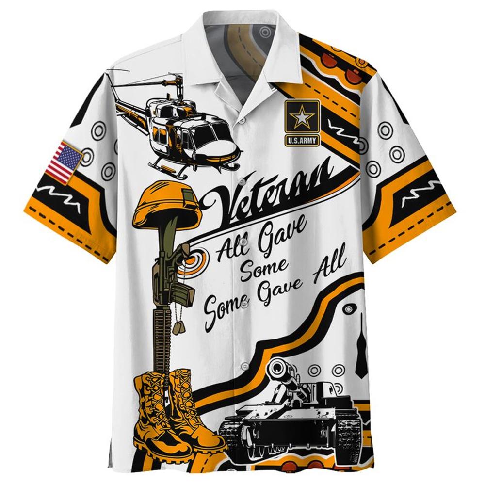 Us Army Veteran All Gave Some White And Yellow Hawaii Shirt Ha35055