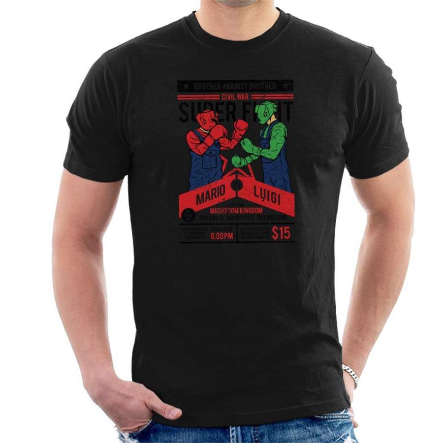 Super Mario Vs Luigi Fight Poster Men’s T-Shirt