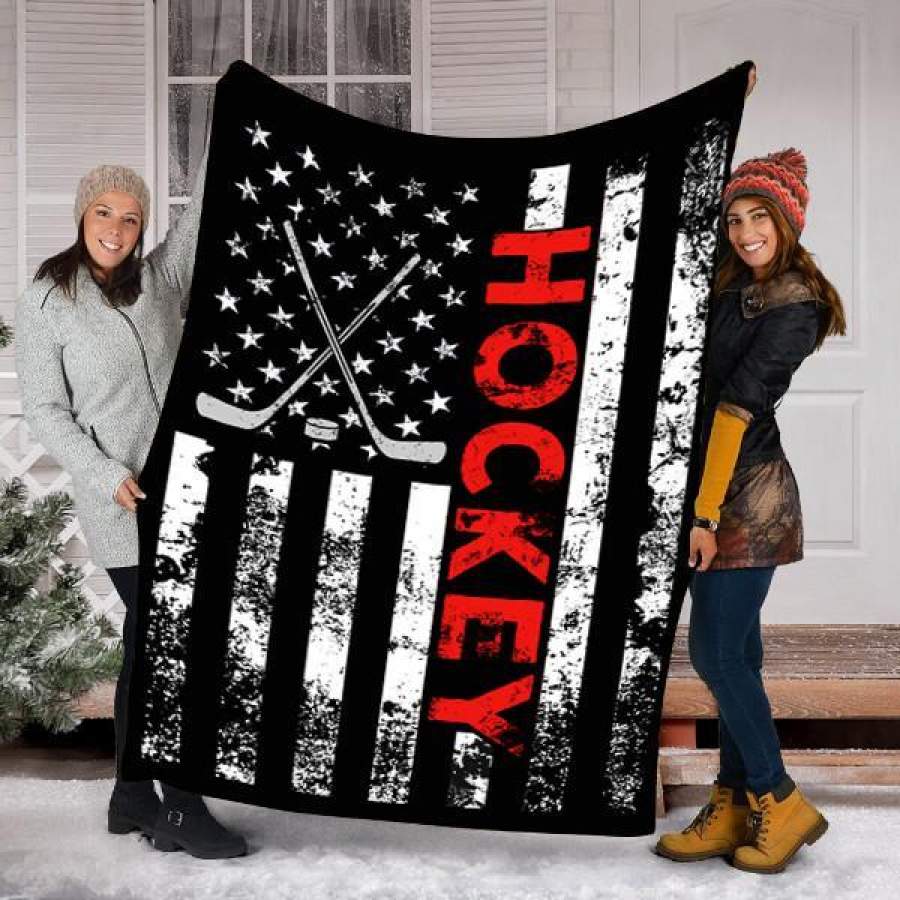 Customs Blanket American Flag Hockey USA Patriotic Blanket – Fleece Blanket