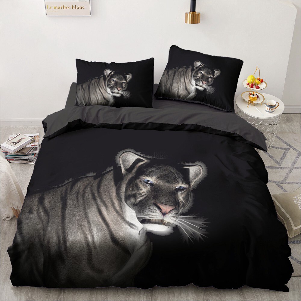 3Pcs Concise Style Leopard Bedding Set 3D Covers Duvet Cover Sets Bed Linen Single Full Double Queen King Size Bedclothes