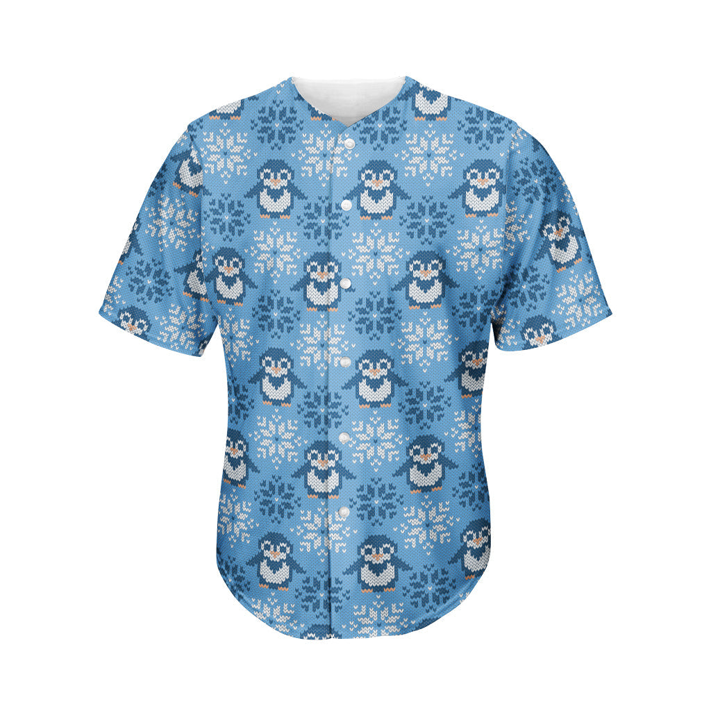 Snowy Penguin Knitted Pattern Print Men’S Baseball Jersey 3D Print