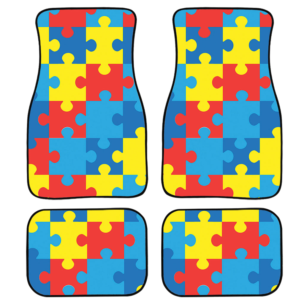 Autism Awareness Pattern Print Front And Back Car Floor Mats, Front Car Mat