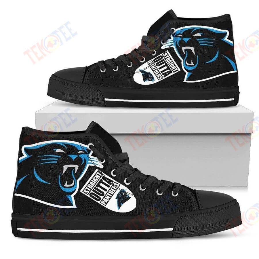 Mens Womens Straight Outta Carolina Panthers High Top Shoes TMT236