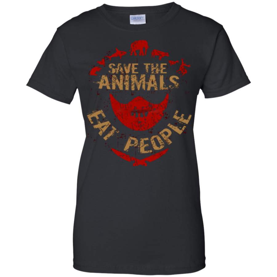 save the animals, EAT PEOPLE Ladies’ 100% Cotton T-Shirt