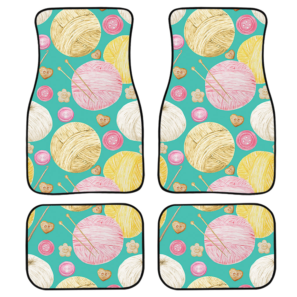 Watercolor Yarn Pattern Print Front And Back Car Floor Mats, Front Car Mat