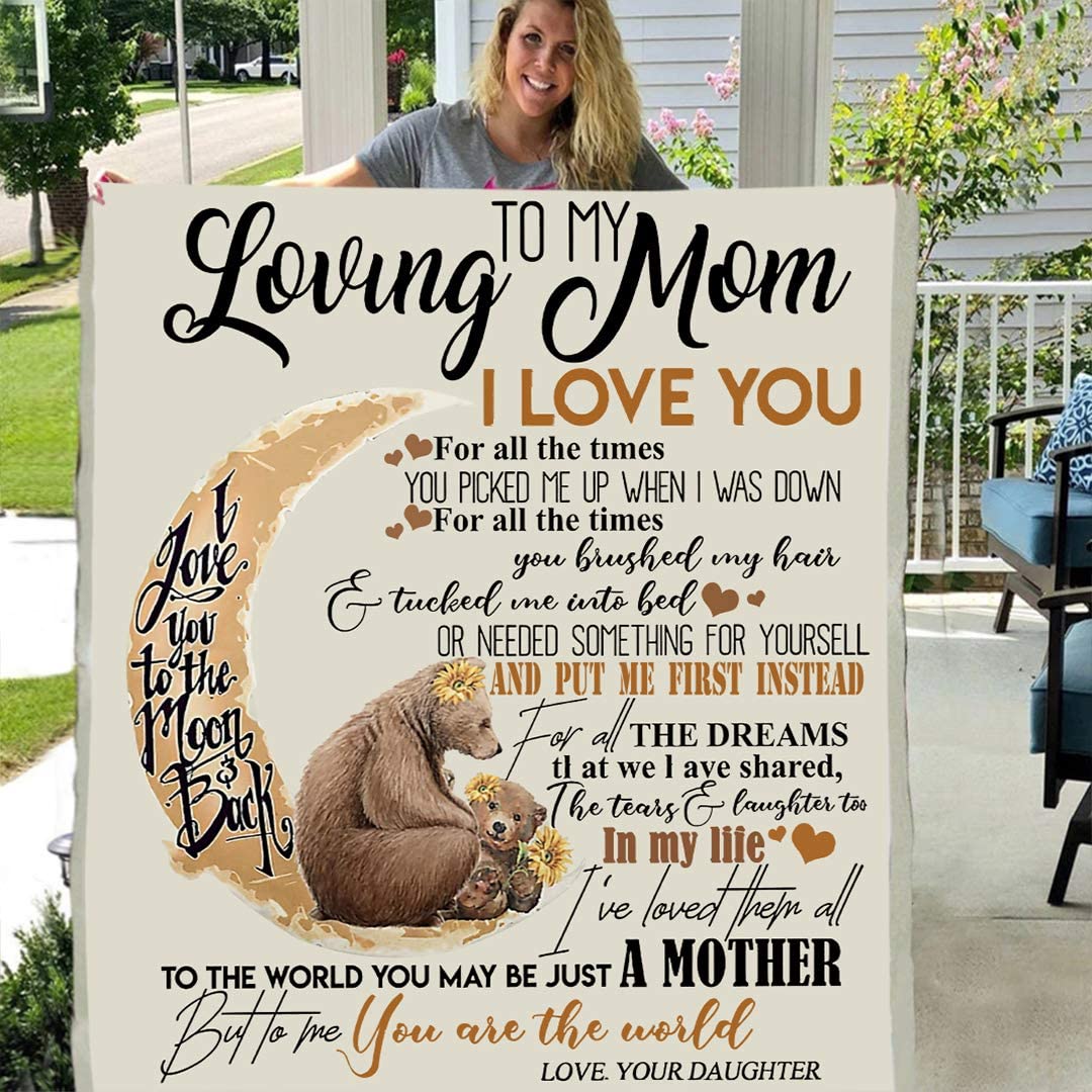 To my loving mom love you daughter personalized custom 3d custom fleece photo blanket fan gift