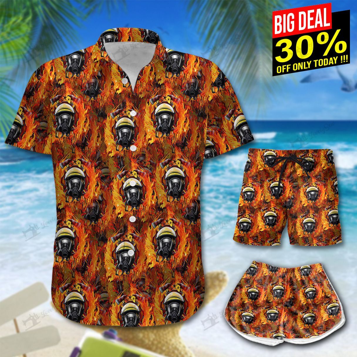 Firefighter M Hawaiian Shirt Shorts Ha39199