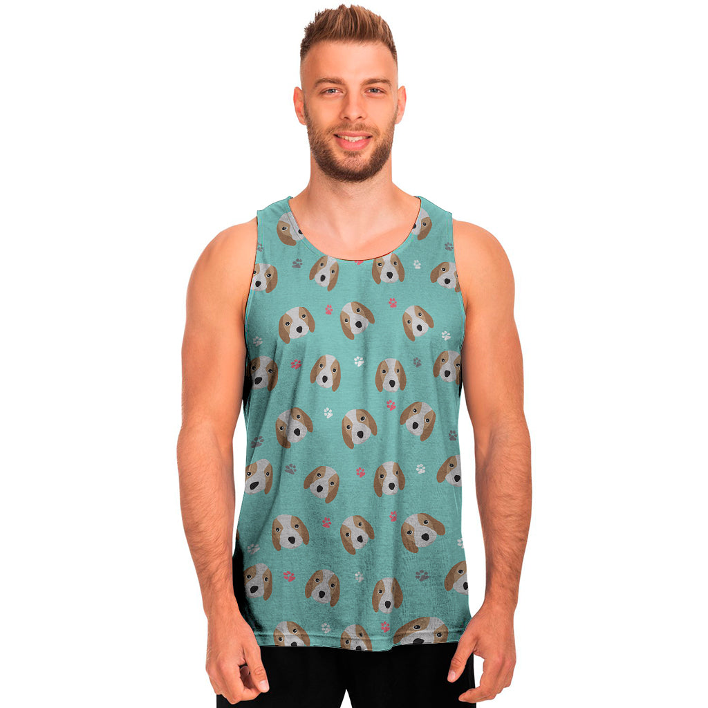 Adorable Beagle Puppy Pattern Print Men’S Tank Top