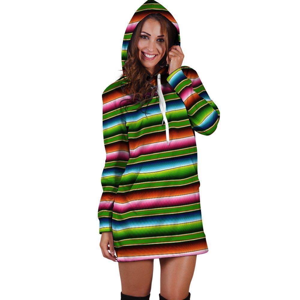 Baja Mexican Print Hoodie Dress