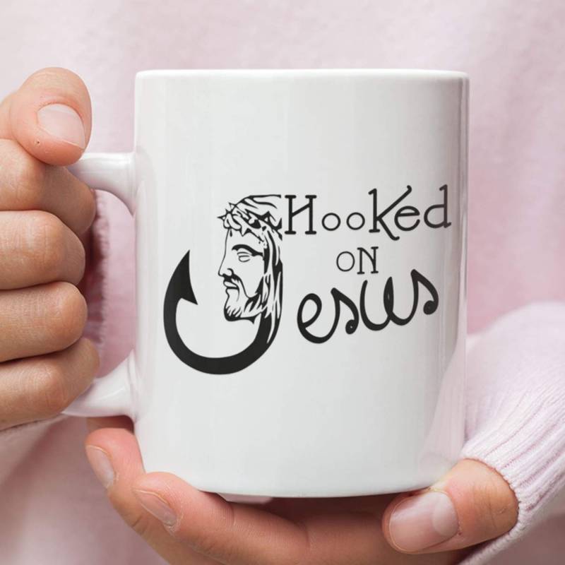 Hooked on Jesus coffee mug