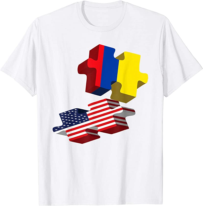 USA Ecuador Flag Puzzle Half American Ecuadorian Roots T-Shirt