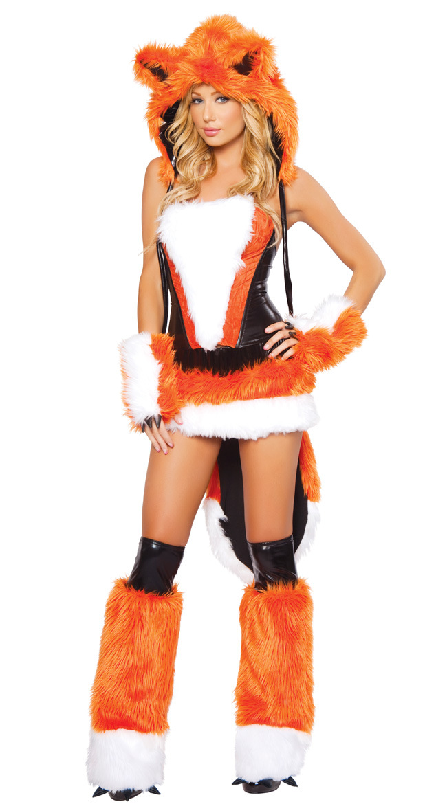 Adult Womens Sexy Orange Halloween Party Fox Costumes Outfit Fancy Animal Cosplay Dress With Big Tail alx