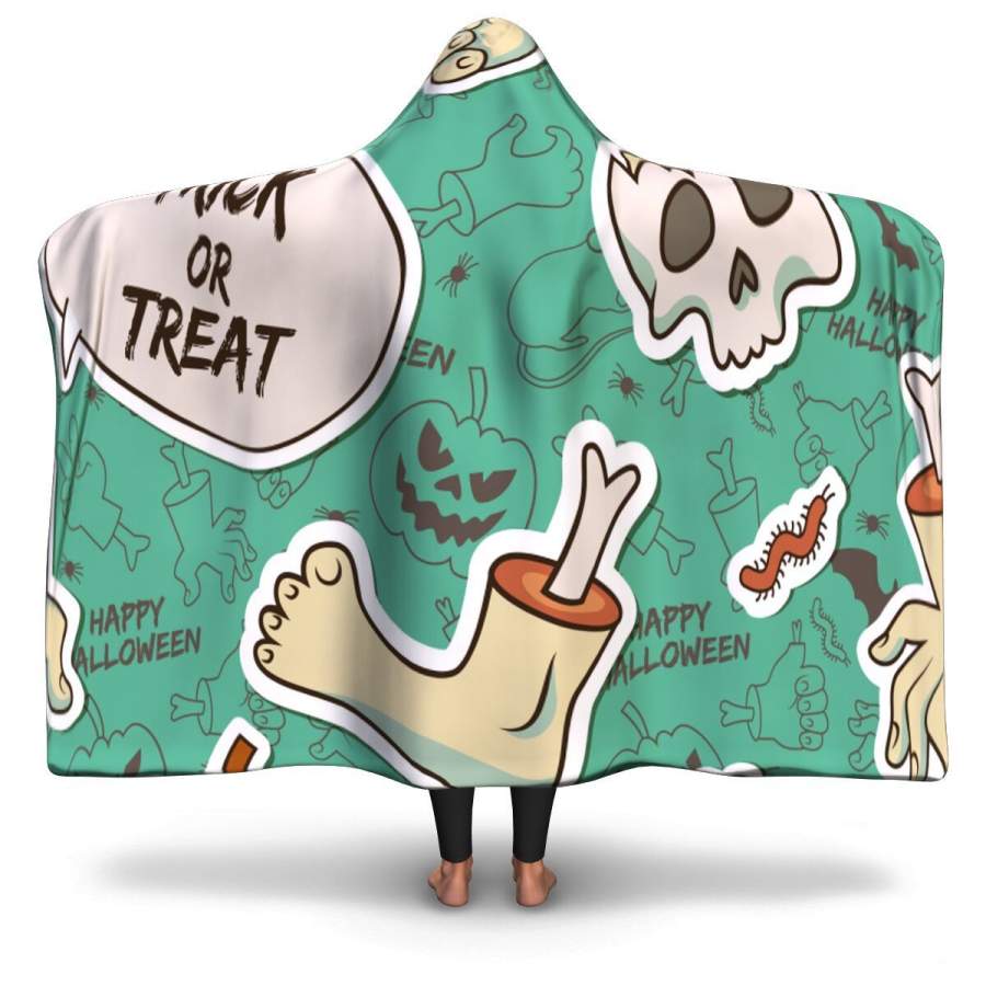 Skull Zombie Arms Aeg Evil With Candy Sweet Halloween Hooded Blanket