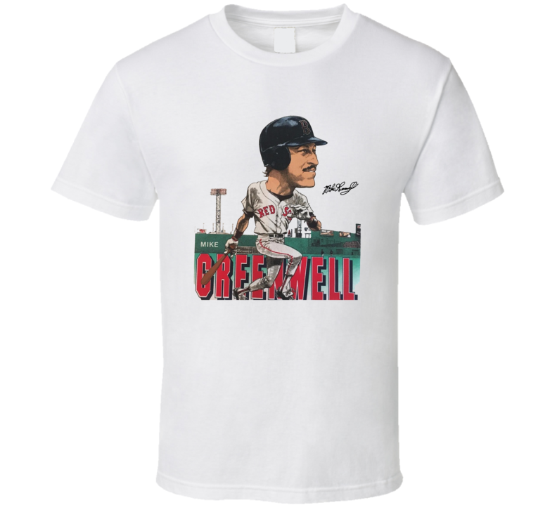 Mike Greenwell Retro Boston Baseball Legend Caricature T Shirt