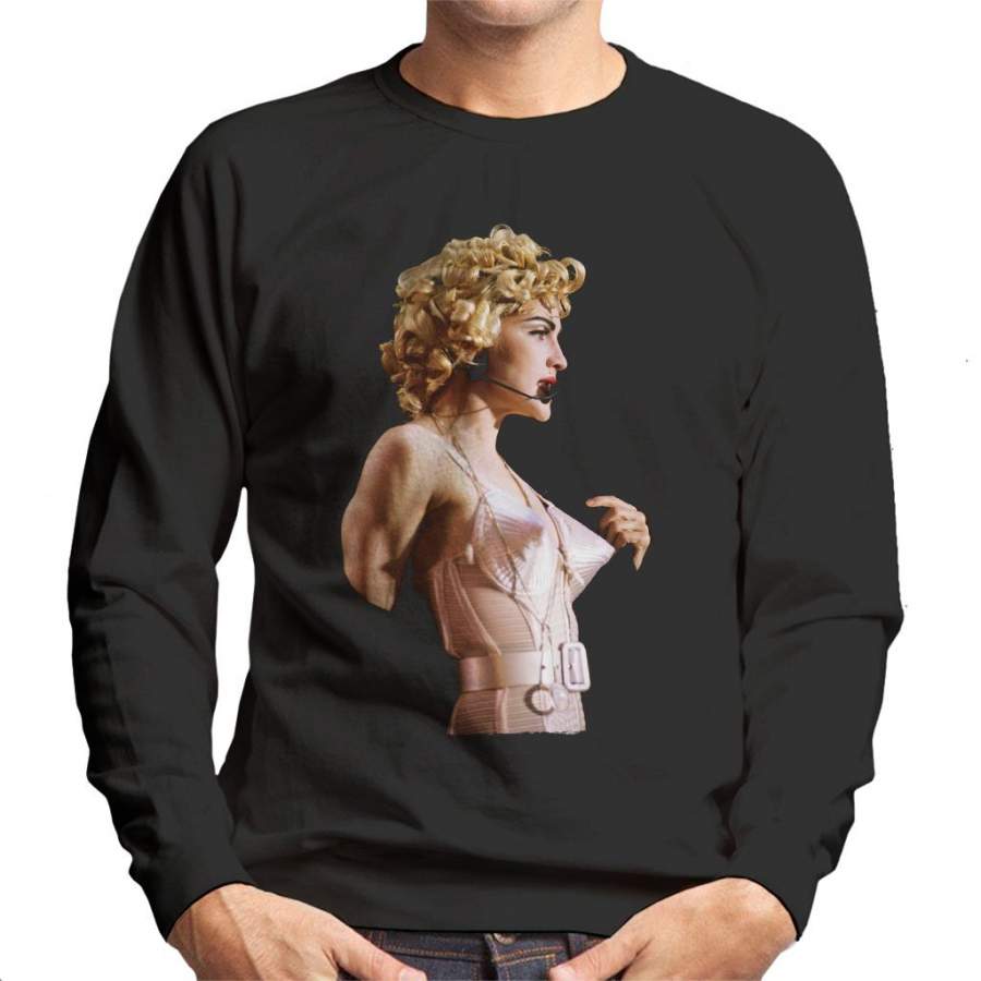 Madonna In Pink Cone Bra Corset Blonde Ambition Tour 1990 Men’s Sweatshirt