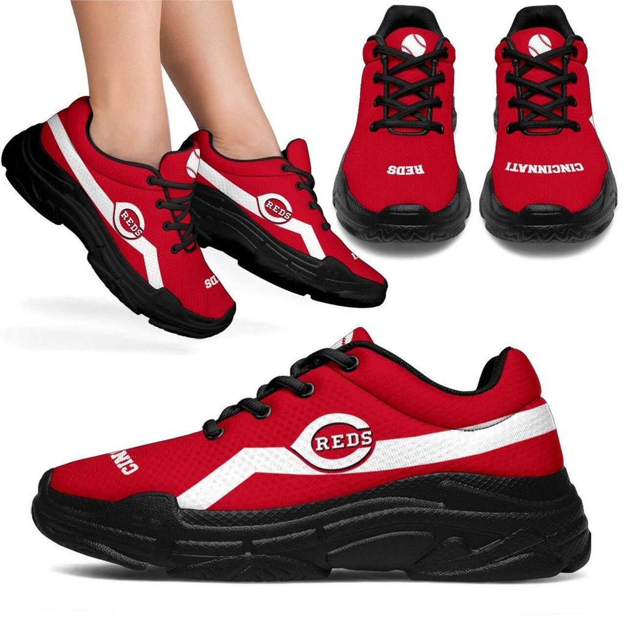 Cincinnati Reds Sneakers With Line Shoes Edition Chunky Sneaker Running Shoes For Men, Women Shoes15835