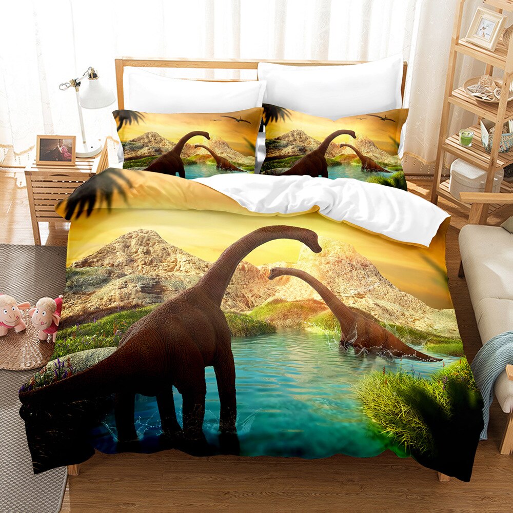 3D Dinosaur Bed Set Boys Bedclothes Childrens Bed Linen Set Bed Duvet Cover Au Eu Single For Teens Bedding Set