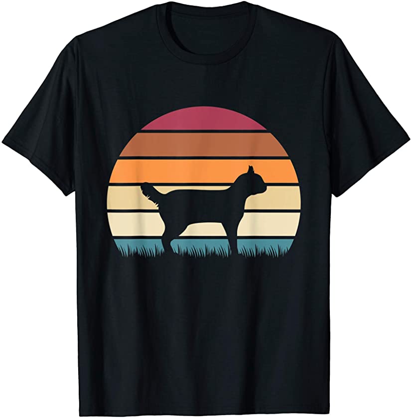 Retro Vintage Sunset Kitten Feline Pet Highlander Lynx Cat T-Shirt