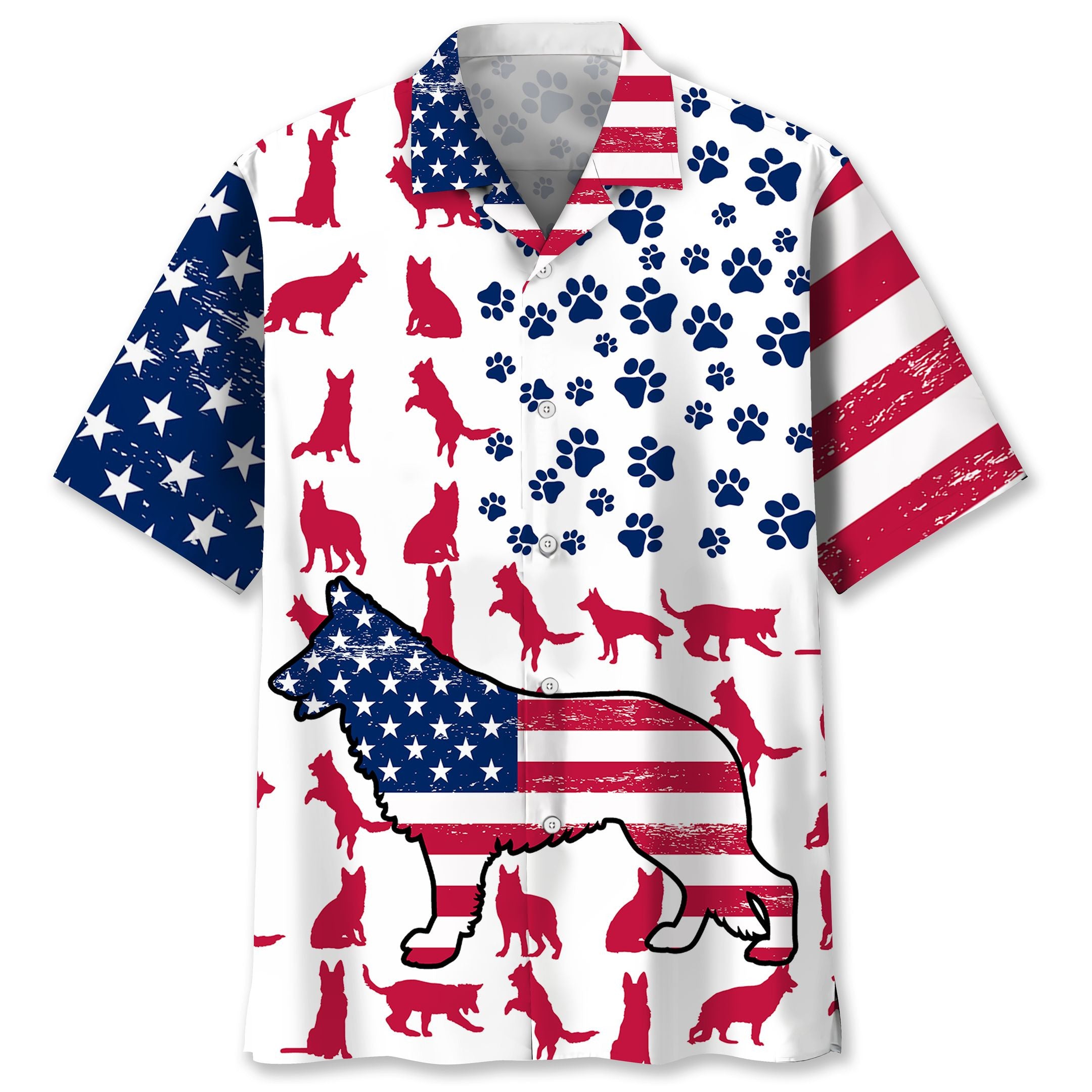 German Shepherd Usa Flag Hawaii Hawaii Aloha Shirt For Dog Lover Ha32277