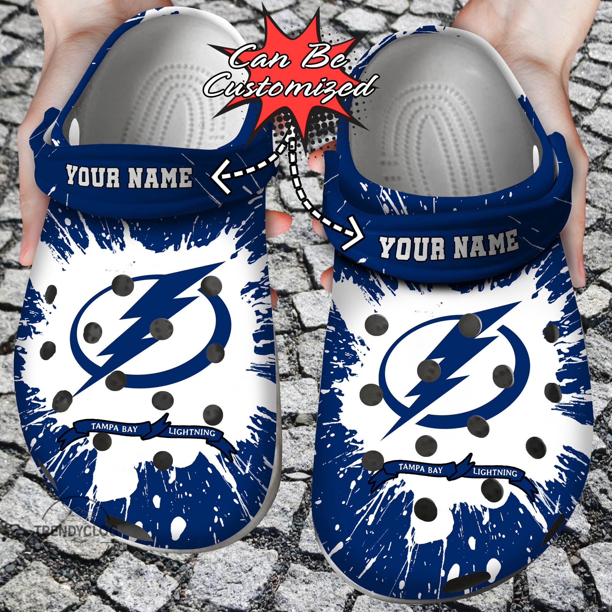 Hockey Crocss Personalized Tb Lightning Team Clog Shoes