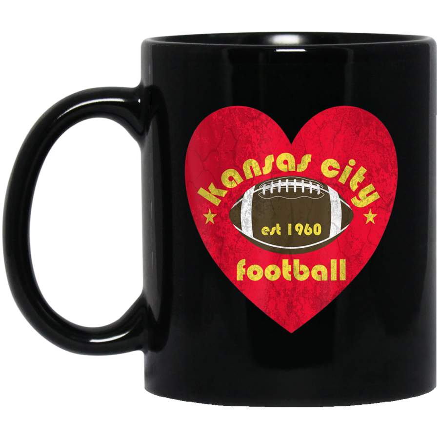 I Love Kansas City Football Heart  Vintage Distressed Mug