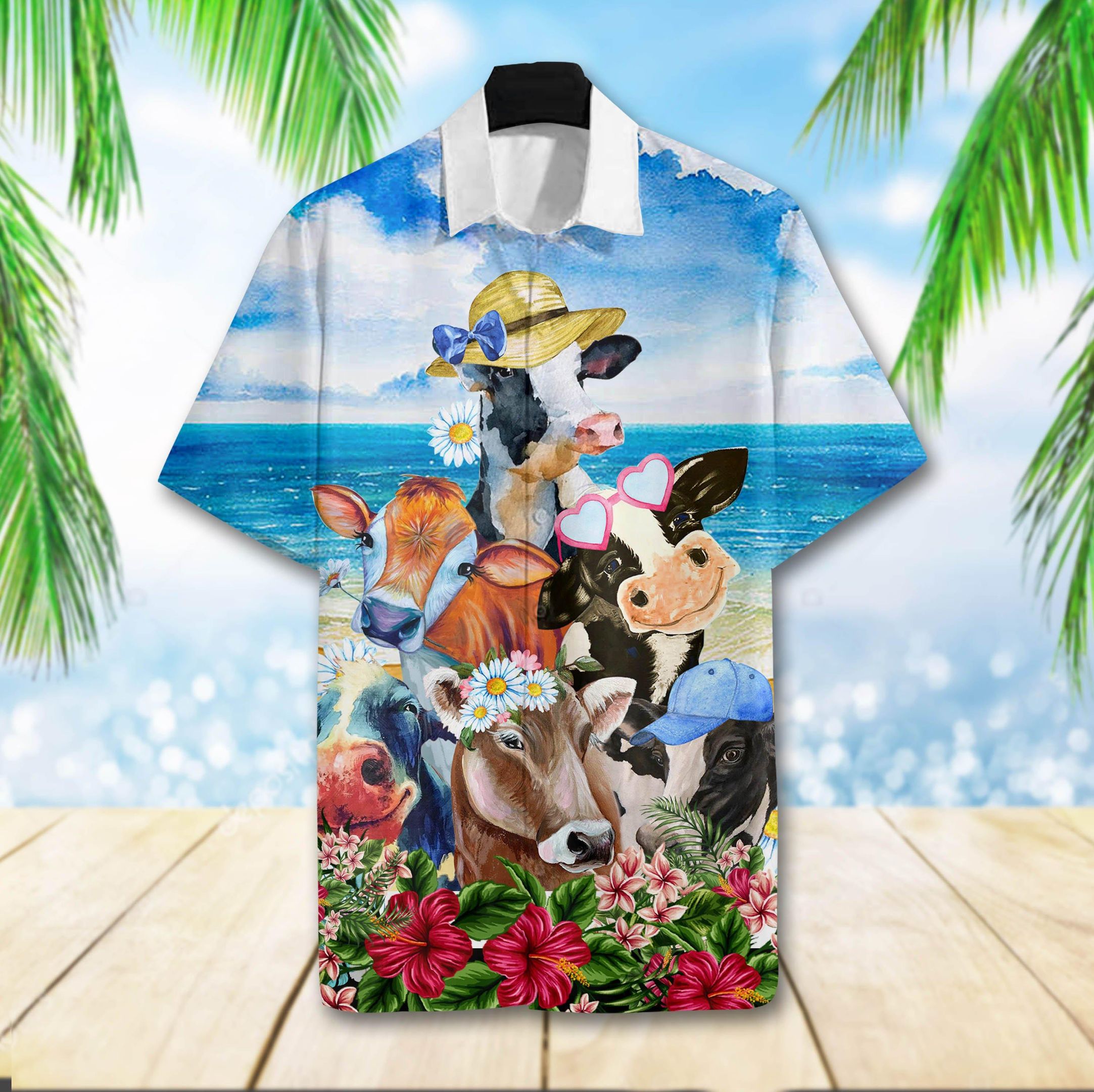 Cute Cow Aloha Hawaii Shirt Colorful Short Sleeve Summer Beach Casual For Men And Women Ha3601