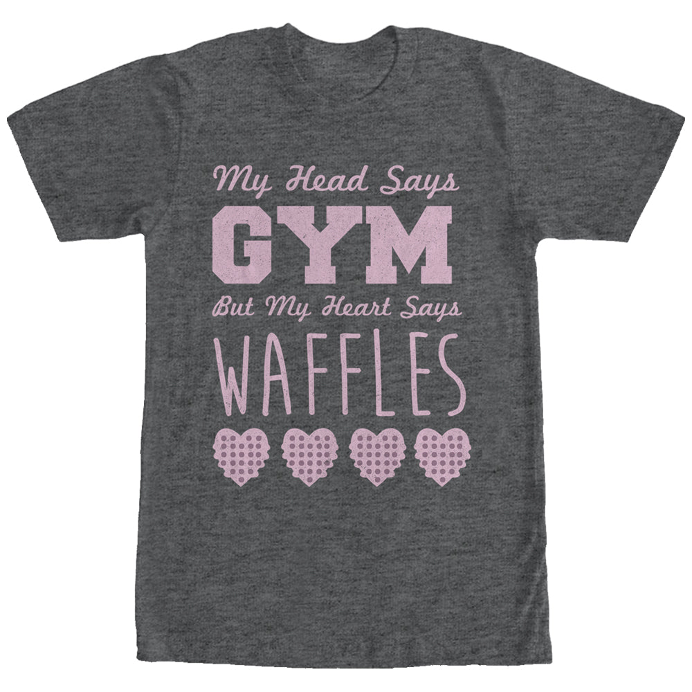 Chin Up Women’S Head Says Gym Heart Says Waffles  Boyfriend Tee