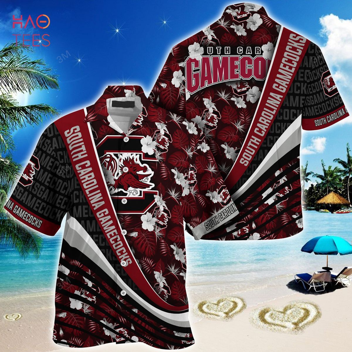 NCCA South Carolina Gamecocks Garnet Black Hawaiian Shirt