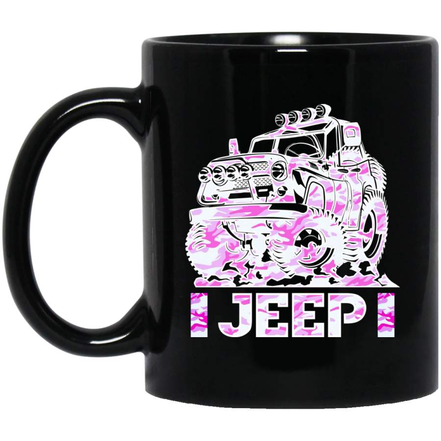 Jeep Girl Pink 11 oz Black Mug