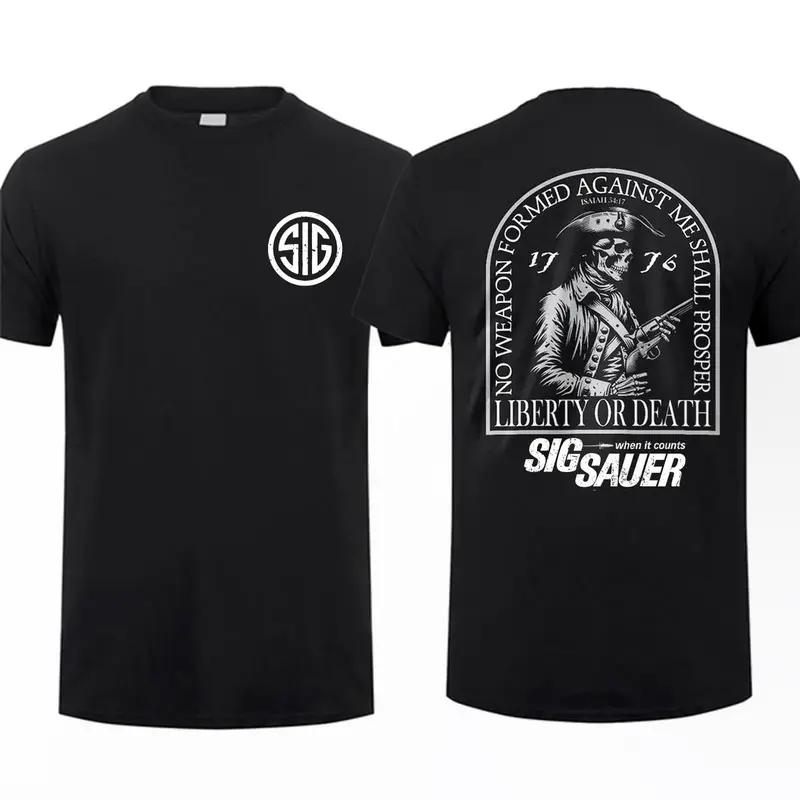 SIG Sauer Liberty or Death Graphic Shirt – No Weapon Formed Against Me Shall Prosper Military Tactical Apparel
