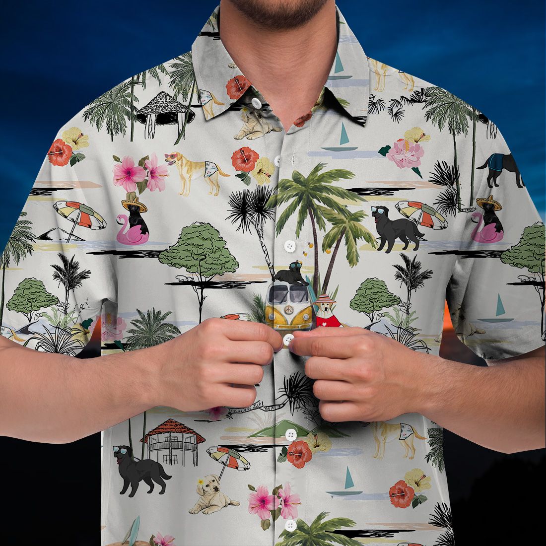 Labrador Hawaiian Shirt Hawaii Beach Retro