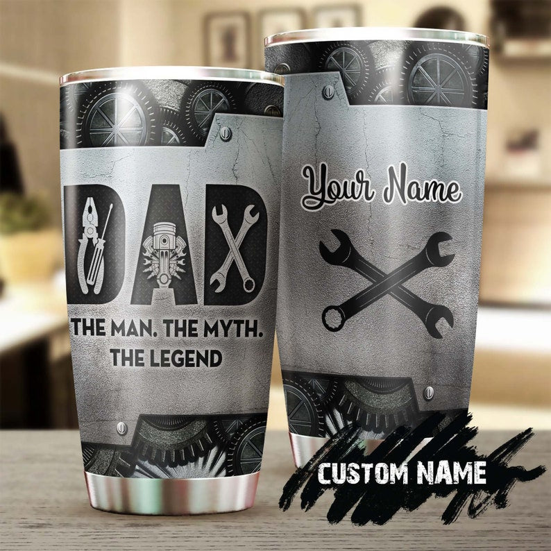 Metal Style The Mechanic Dad Personalized Tumbler-Birthday Gift Christmas Gift Father’S Day Gift For Mechanic Dad Father From Daughter Son