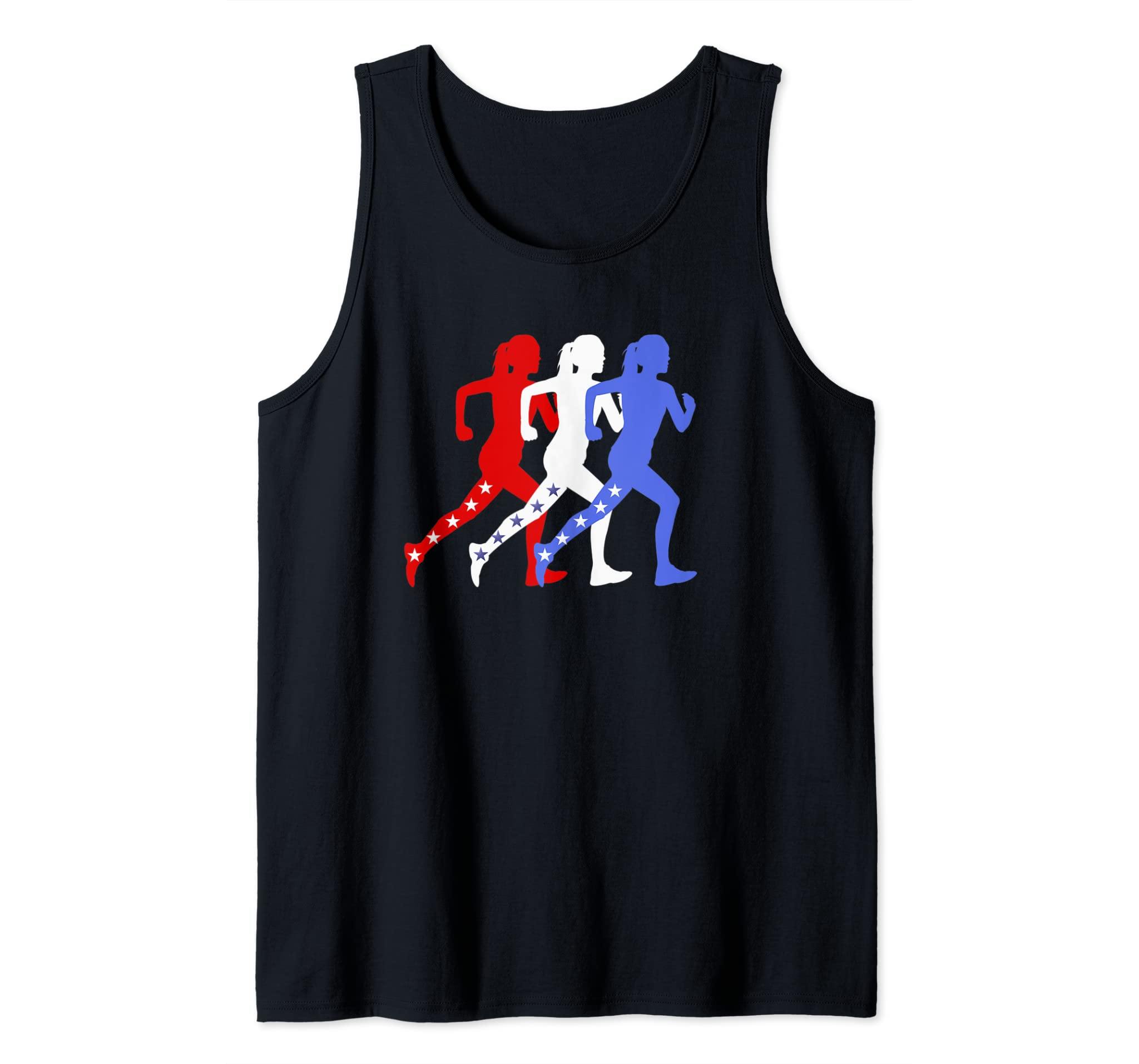 Patriotic Red White & Blue Running Clothes Women Teen Runner Tank Top