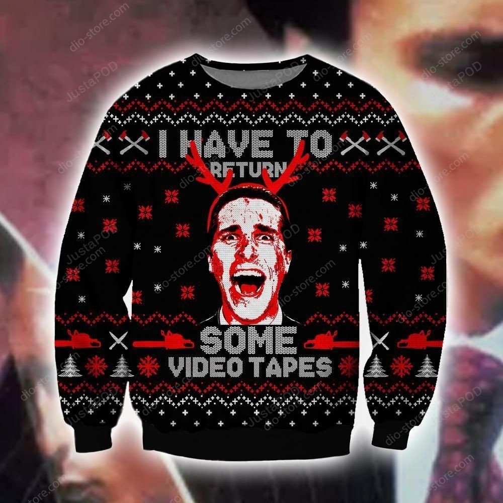 American Psycho Knitting Pattern Ugly Christmas Sweater, All Over Print Sweatshirt