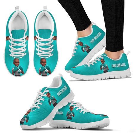 Teal Melanin Girl Cancer Awareness Sneakers Shoes