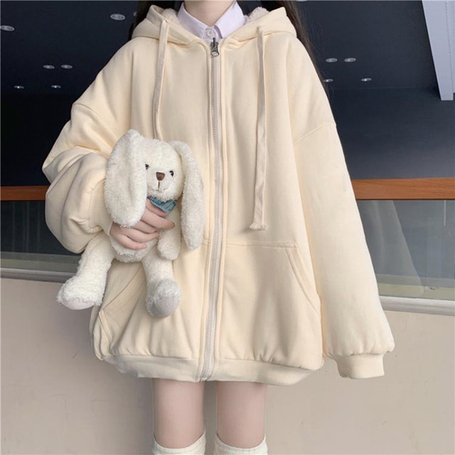 Autumn Winter College Japanese Style Women Hooded Sweatshirt Cute Pig Ears Korean Fashion Sweatshirt Loose Hoodies Female Tops alx