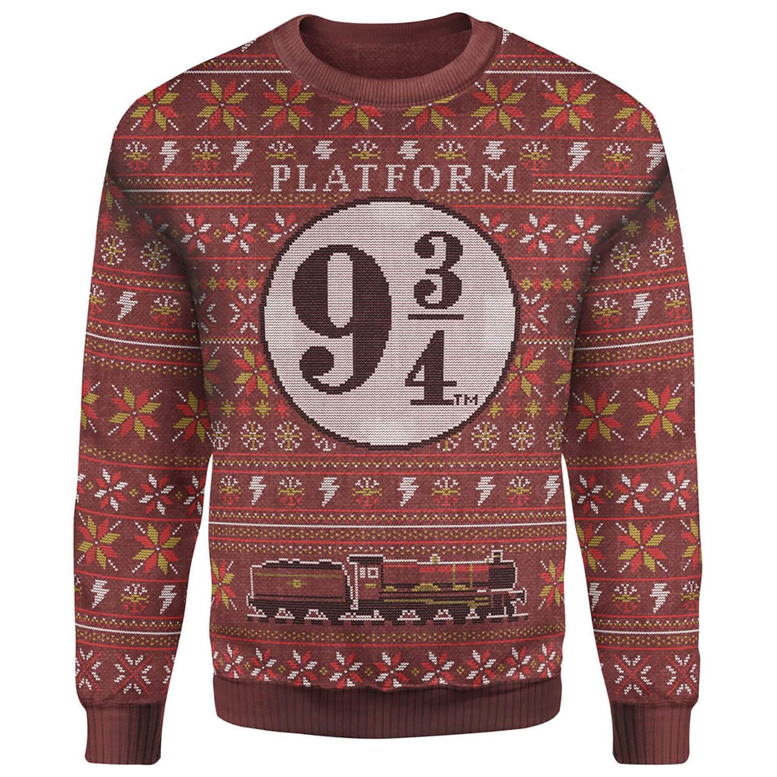 Unifinz Hp Ugly Sweater Platform Nine And Three-Quarters Red Christmas Sweater 2022