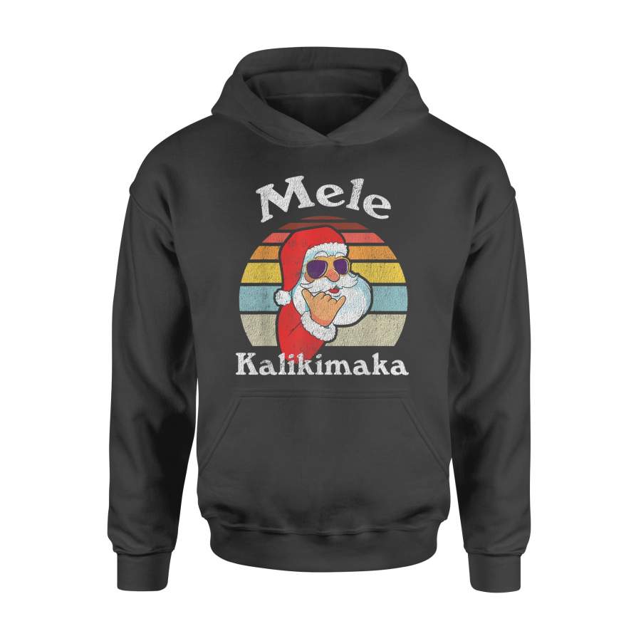 Mele Kalikimaka Retro Christmas Santa Shaka Hawaii – Standard Hoodie
