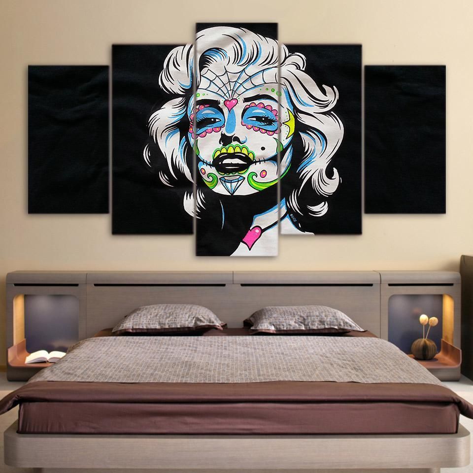 Day Of The Dead Face Marilyn Monro Famous Person 5 Panel Canvas Art ...