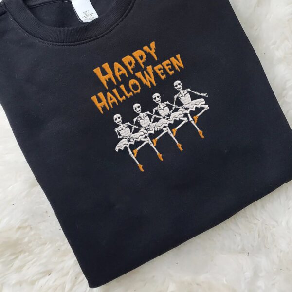 Skeleton Ballet Together Dancing Skeletons Halloween Embroidered Sweatshirt 2D Crewneck Sweatshirt All Over Print Sweatshirt For Women Sweatshirt For Men Sws3948